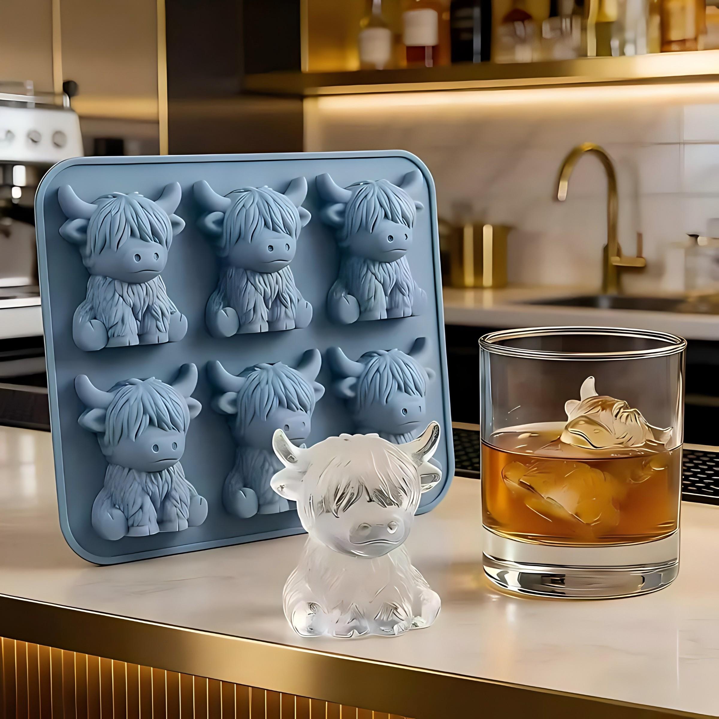 Mini Highland Cow Ice Cube Mold, Cute 3D Ice Cubes for Drinks, Perfect for Parties and Gifts, Enhance Drink Flavor