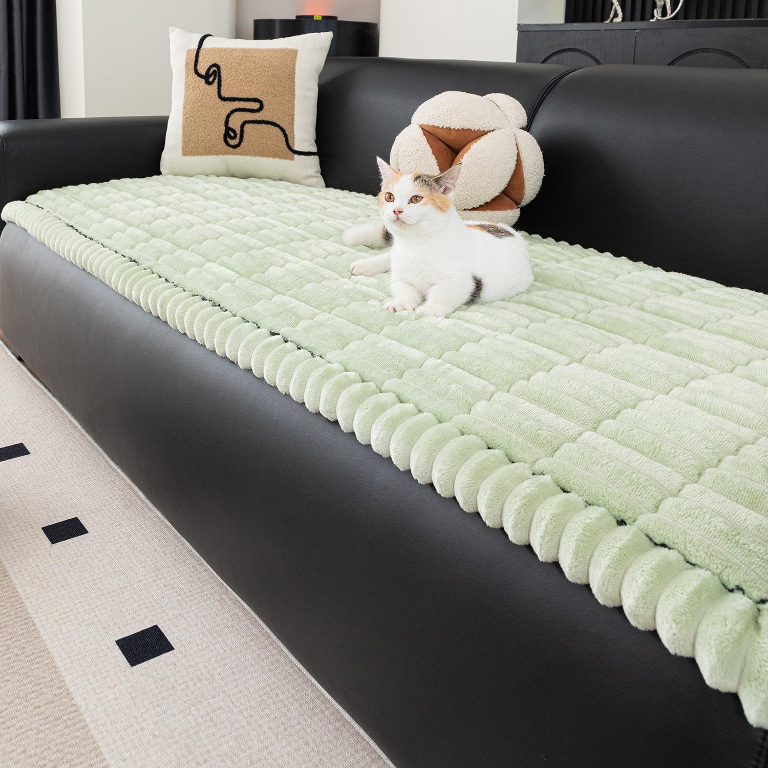 1pc Flannel Sofa Cushion, Soft Skin-Friendly Fabric, Wave Edge Design, Pet-Friendly Non-Slip, Machine & Hand Washable, Fits Single to Five-Seater Sofas