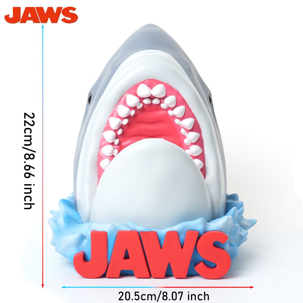 L-1PC JAWS Movie Shark Money Bank Officially Licensed PVC Coin Bank Limited Edition Horror Film Collectible Desktop Display Ornament Classic Movie Memorabilia Fun Home Decor MN-76249