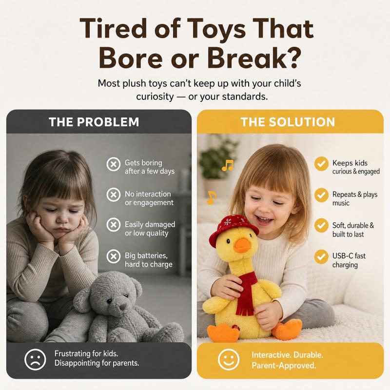 Talking duck Toy, Repeats Voice, Dancing Singing Plush Toy, LED Musical Toy for Babies Kids Gift outdoorfun