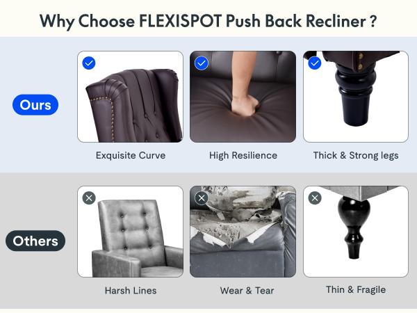 【Valentine Day Sale】Recliner Chair PU Leather Wingback Armchair, Push Back Recliner for Small Spaces, Tufted Back Accent Chair with Rivet Trim, Mid Century Single Sofa for Living Room Bedroom Study Lounge Furniture 【Valentine Day Sale】Recliner Chair PU Leather Wingback Armchair, Push Back Recliner for Small Spaces, Tufted Back Accent Chair with Rivet Trim, Mid Century Single Sofa for Living Room Bedroom Study Lounge Furniture