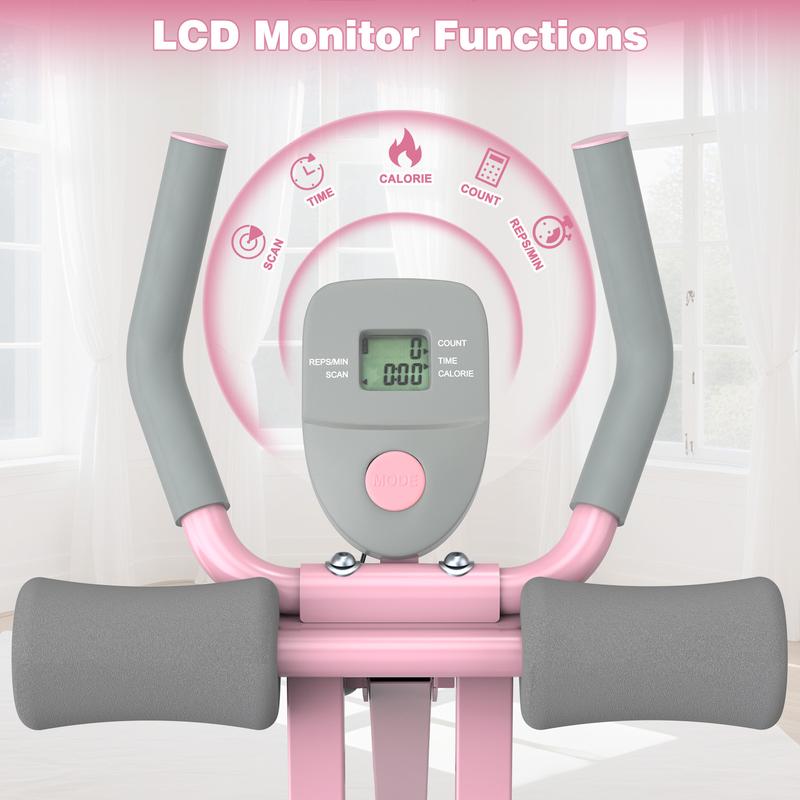 Bearbro Adjustable Core Trainer Machine with LCD Monitor, Foldable Ab Exercise Equipment for Arms, Legs and Full-Body Workout at Home