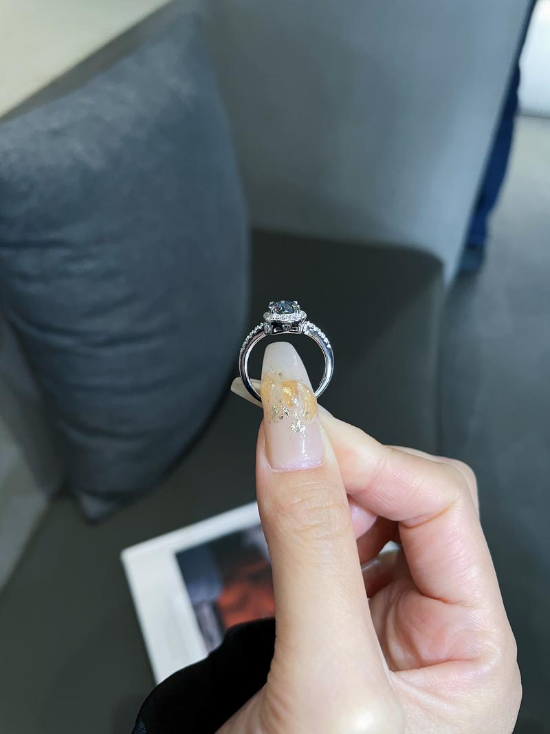 【#74 Peacock Blue】Square Halo 0.5-2ct Peacock Blue Color VVS1 Clarity Coloured Synthetic Moissanite Engagement Rings in 925 Sterling Silver Ideal Gift for Women