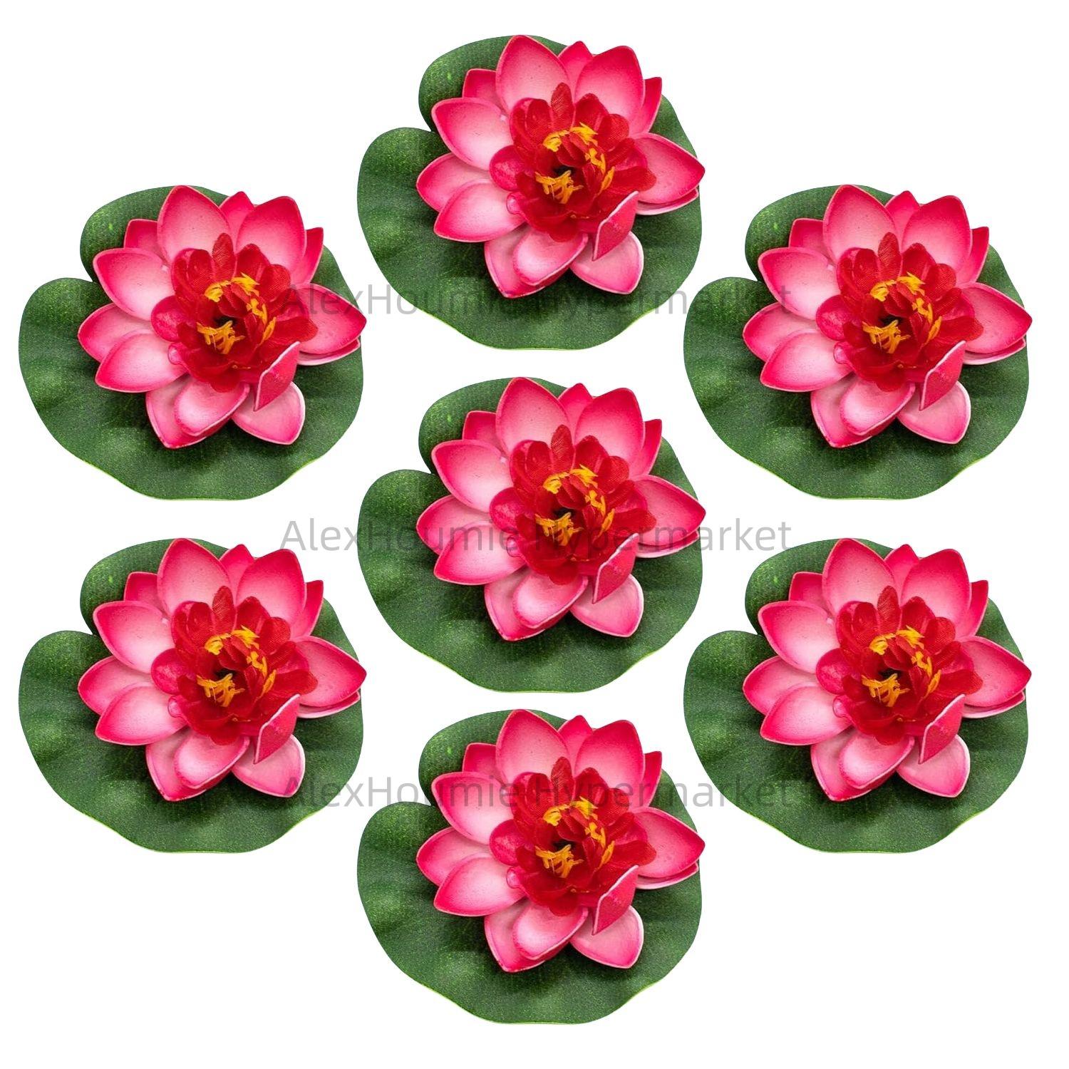 7 PCS Artificial Floating Foam Lotus Flower with Water Lily Pad Lifelike Ornament Perfect for Home Garden Pond Decor Decorations