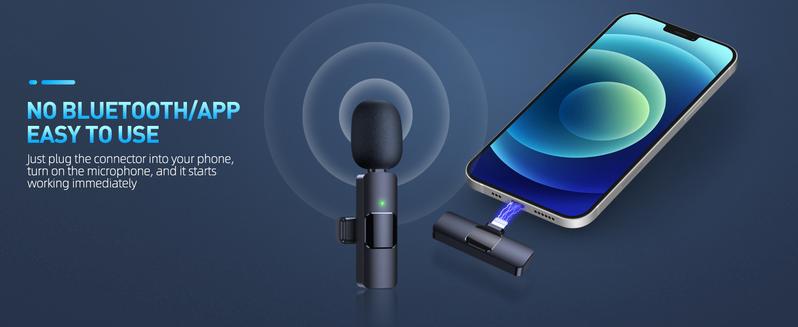 2Pack Professional Wireless Lavalier Lapel Microphone for iPhone, iPad - Cordless Omnidirectional Condenser Recording Mic for Interview Video Podcast Vlog,TikTok