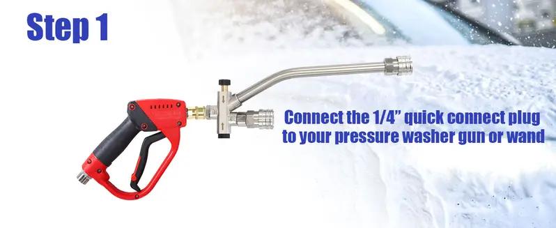 1/4" Quick Connect Foam Cannon Dual-Outlet Adapter – Pressure Washer Accessory with 5 Spray Nozzles for Car Wash, Foam Sprayer & Cleaning