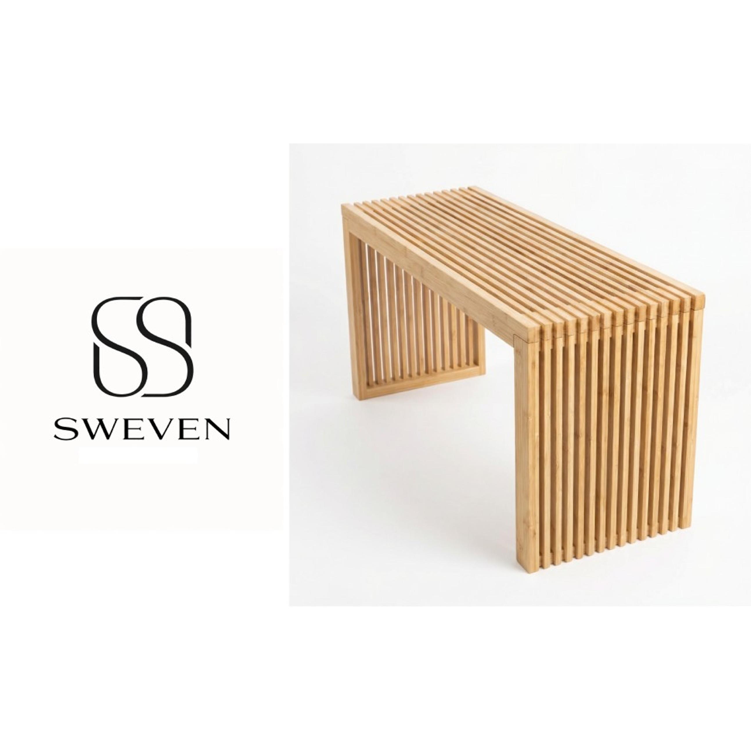 Bamboo Natural 36 inch Wooden Bench, Small Wood Benches for Entryway, Living & Dining Room, Kitchen, Bedroom, Bathroom, Hallway, Front Door, For Indoor & Outdoor Patio Use, Mid Century Modern Decor