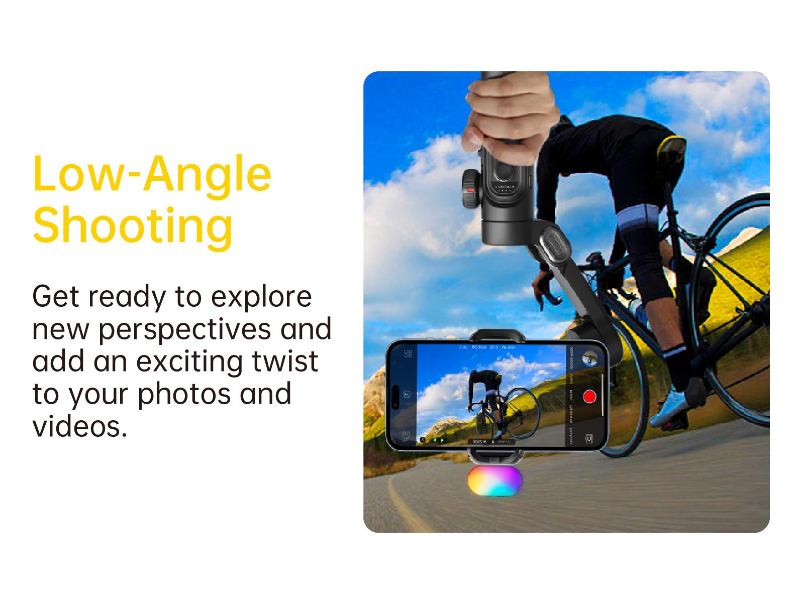 AOCHUAN 3-Axis Gimbal Stabilizer for Smartphone, Gimbal w/RGB Magnetic Fill Light Upgraded Face Tracking Focus Wheel Foldable iPhone Gimbal for iPhone/Android Phone gimbal Vlog RecordingCamera Clip Camera Accessories Smart XE-2