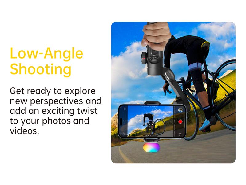 AOCHUAN 3-Axis Gimbal Stabilizer for Smartphone, Gimbal w/RGB Magnetic Fill Light Upgraded Face Tracking Focus Wheel Foldable iPhone Gimbal for iPhone/Android Phone gimbal Vlog RecordingCamera Clip Camera Accessories Smart XE-2