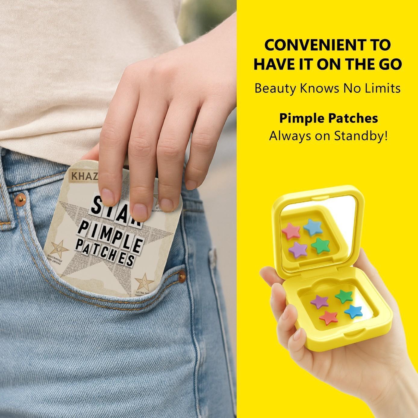 60 Pcs Star-Shaped Facial Acne Patches, Cute Colorful Hydrocolloid Acne Patches, Waterproof Concealer, Teen & Adult Skincare Gift