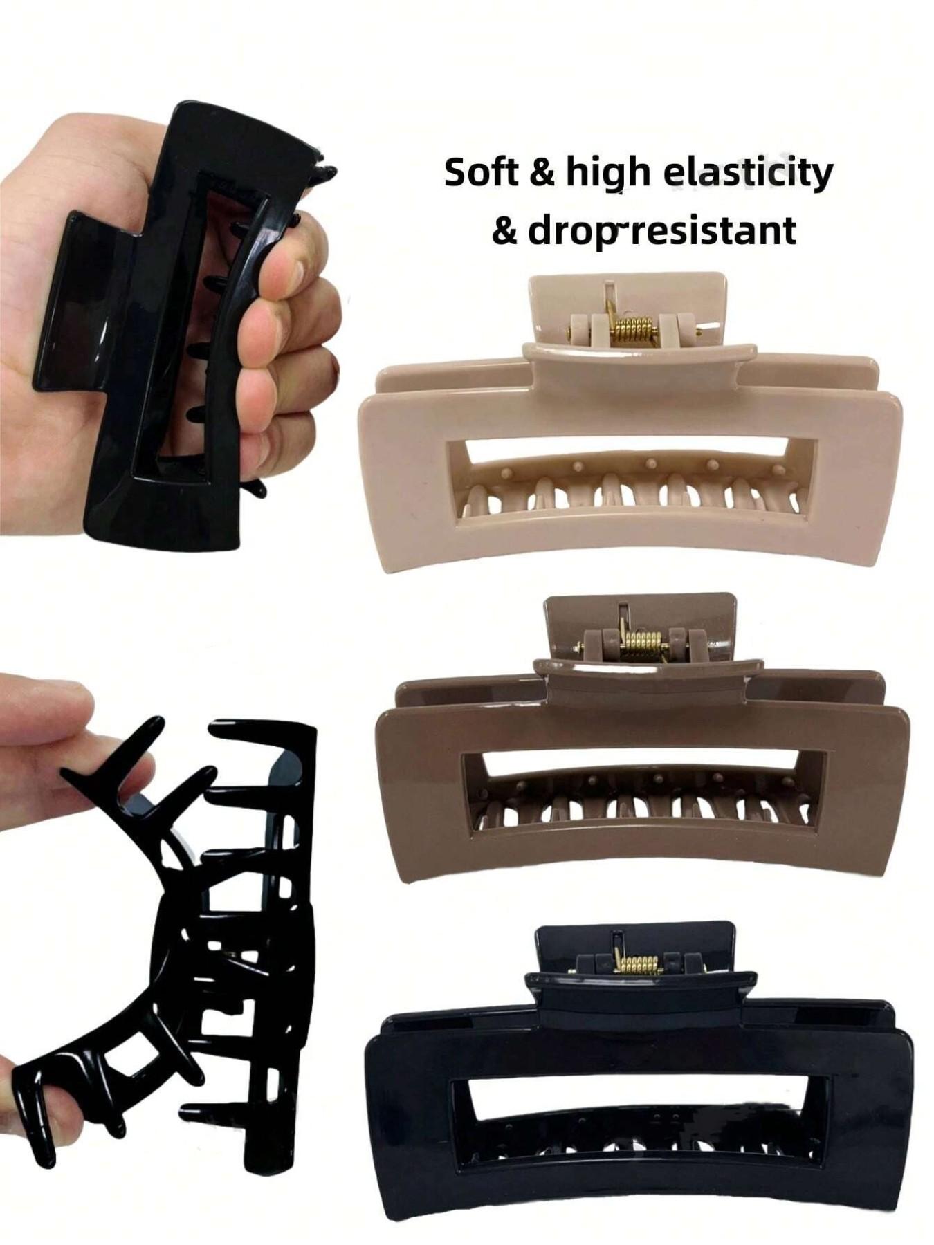 Soft Silicone Large Hair Clip, Curved Geometric Design, Non-Slip Smooth Surface, Dual Row Teeth, Fashionable Women's Hair Accessory