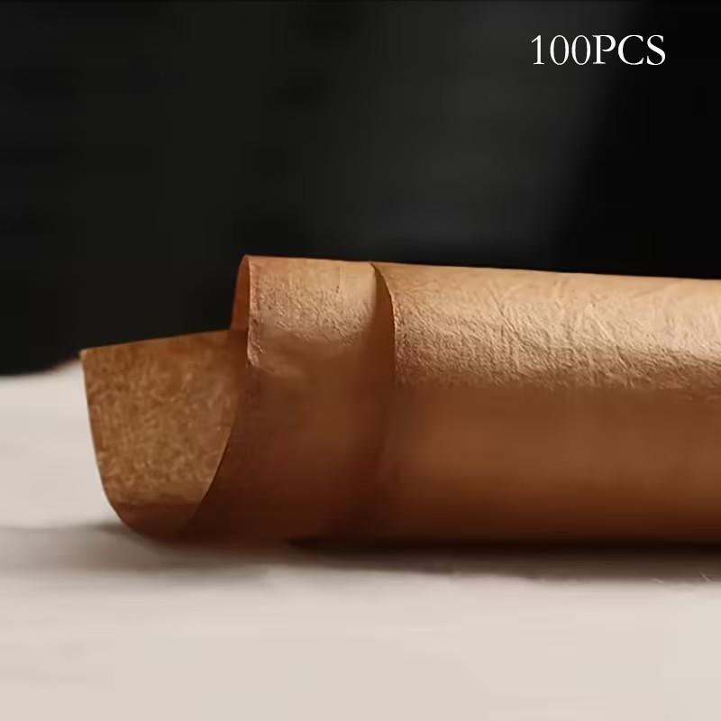 Set of 100pcs Retro Brown Bamboo Fiber Paper, Antique Style Translucent Calligraphy And Painting Paper, Handmade, Semi-Raw Material, Chestnut Plant Dye, Natural Dye, Essential for Handcraft And Calligraphy Enthusiasts, Painting, Art Paper