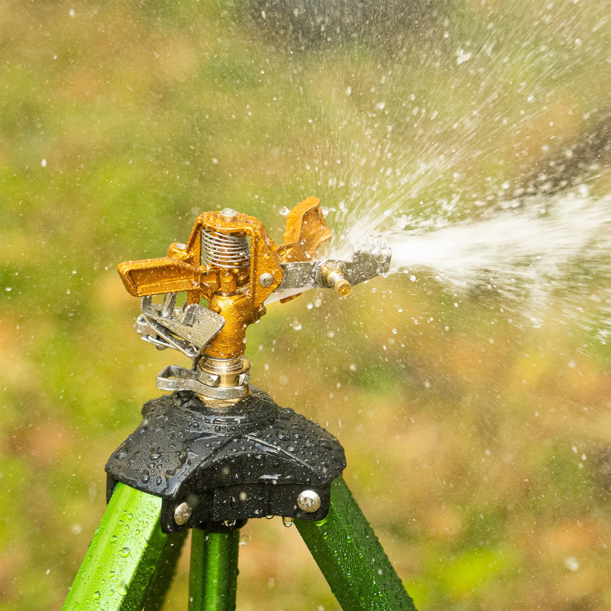 Hourleey Impact Sprinkler on Tripod Base, Heavy Duty Sprinklers for Yard Lawn Garden, 0-360 Degree Large Area Coverage