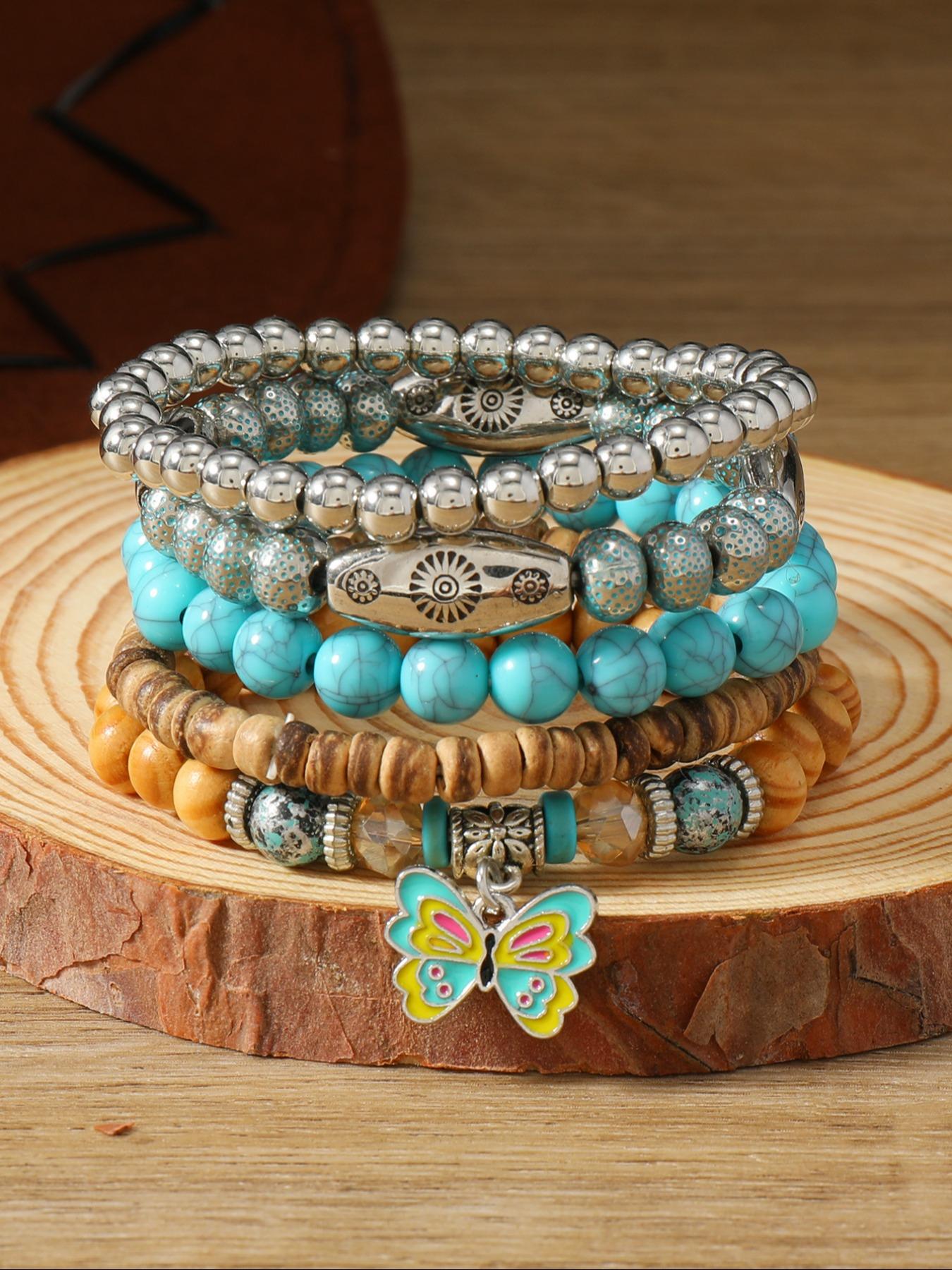 Women's Beaded Elastic String Bracelet Set, Multicolor Stackable Handwear for Daily Wear, Friendship Gift Idea, New Year Present