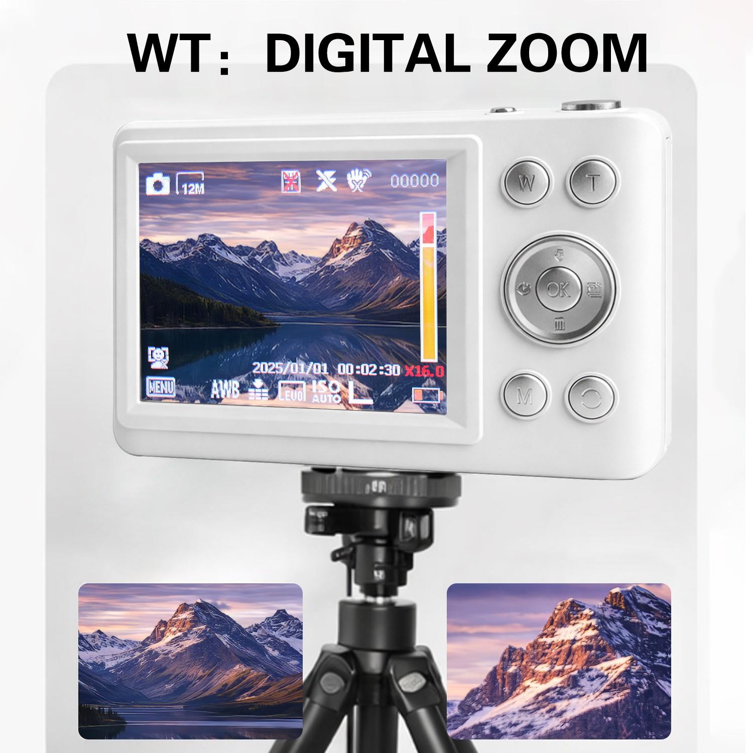 Digital Video Camera for Travel, Outdoor Photography, 1080P Lens, Auto Focus, Image Stabilization, 16x Zoom, 32GB Card, Dual Batteries