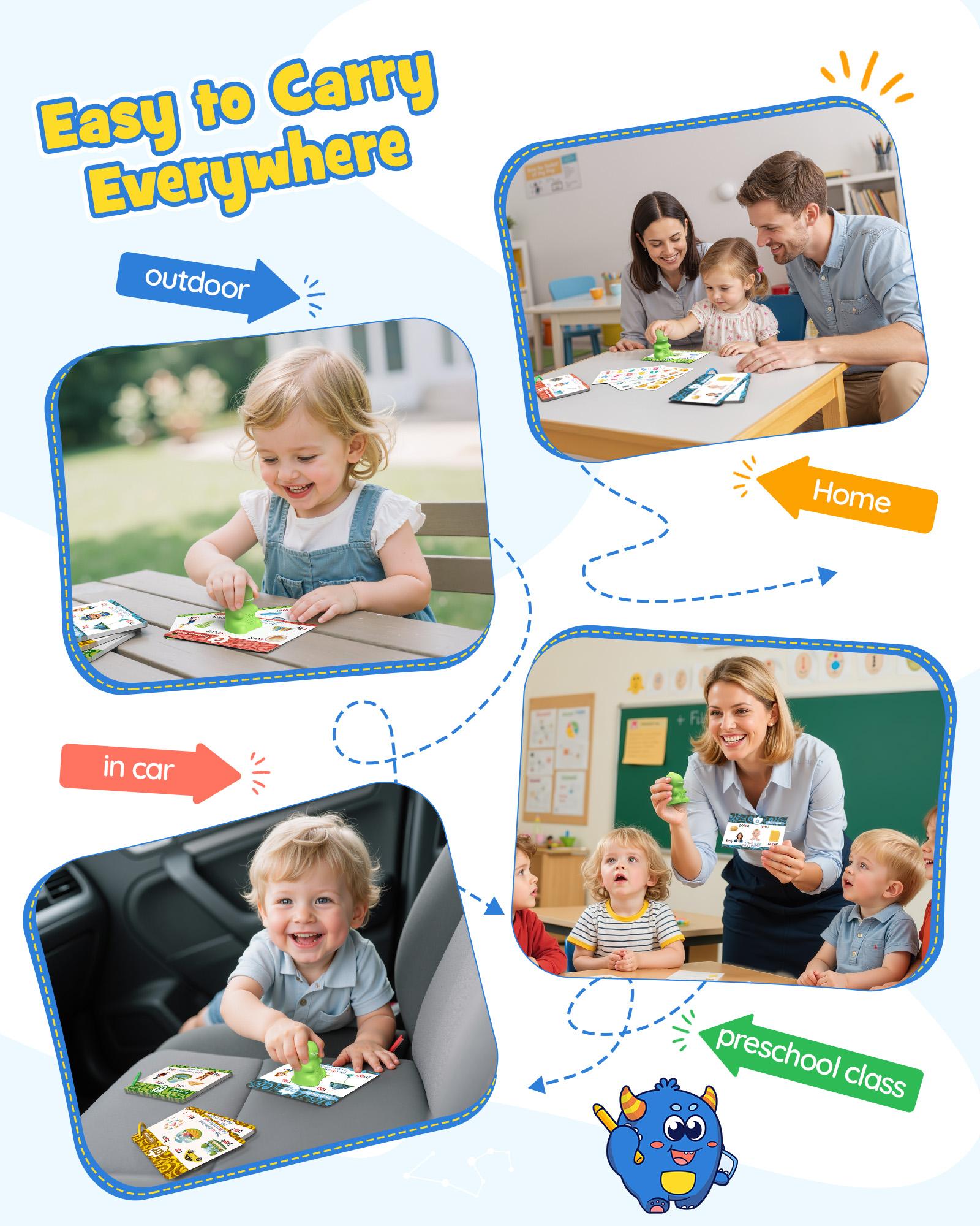 KOKODI Dinosaur Talking Flash Cards with Interactive Learning Stickers Montessori Phonics & Sight Words Set 148 Cards 592 Words 5 Categories 6 Stickers Educational Toy for Kids - Flashcards