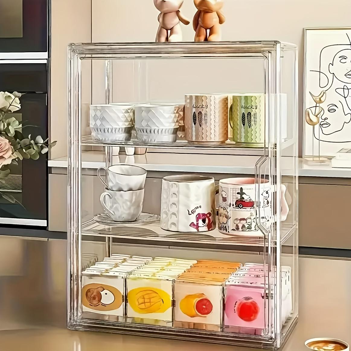 14.17 Inch Large 3-Tier Acrylic Display Case with Removable Dividers & Magnetic Door, Dustproof Organizer for Collectibles, Figures & Mini Models, Neat & Space-Saving