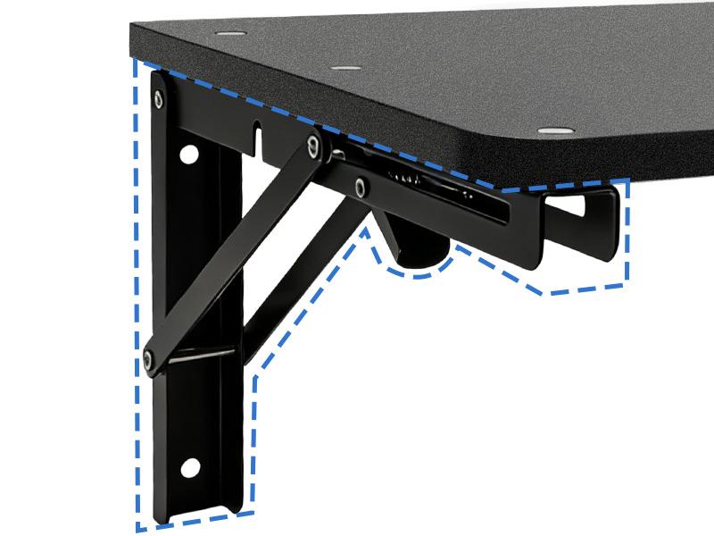 Folding Shelf Wall Mounted for Small Space, Wooden Wall Table for Living Room Bedroom Decor, Office Floating Fold Down Desk, Media Shelves with Heavy-Duty Brackets, 21.7Inches Black