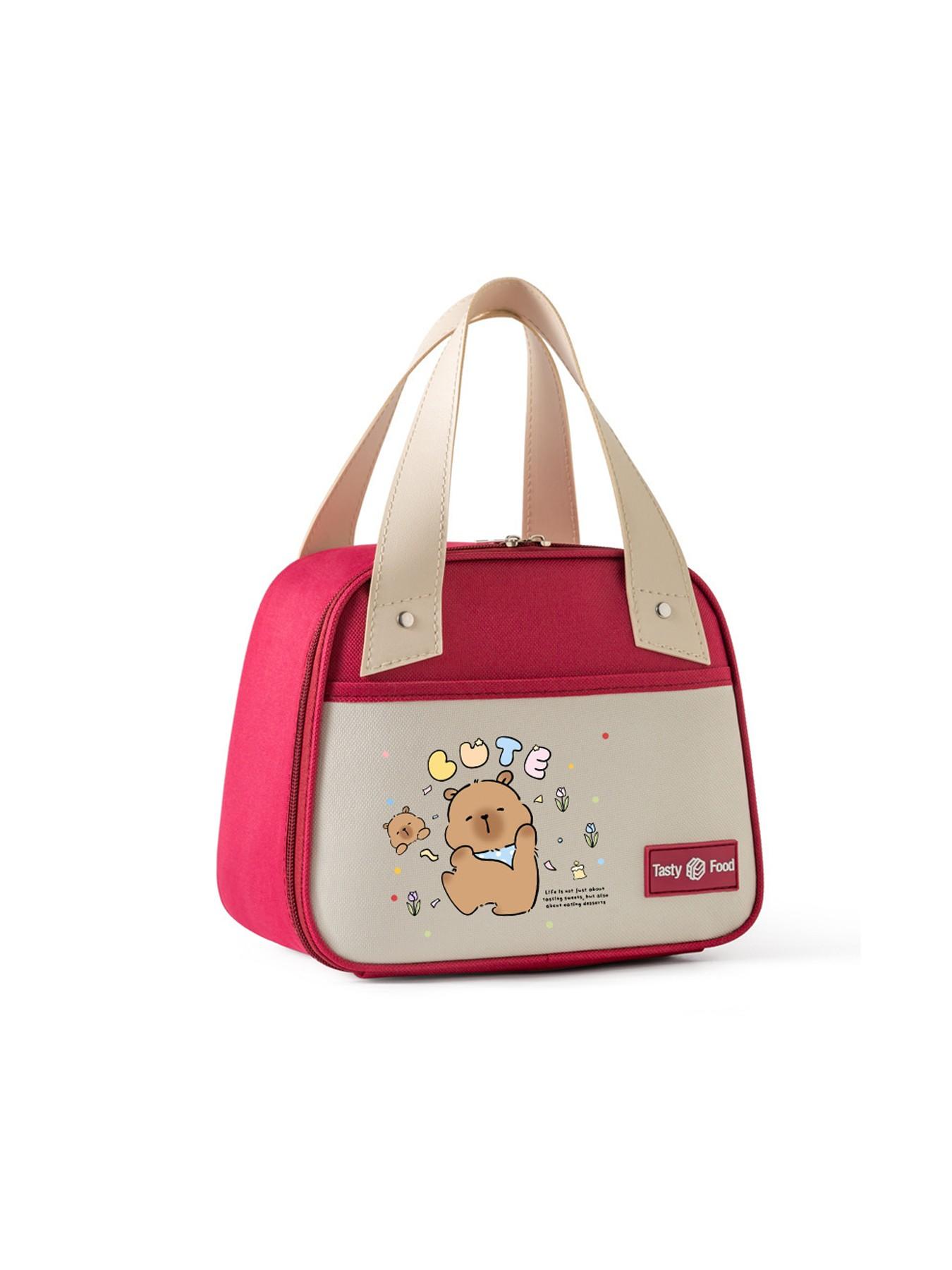 1PC Cartoon Capybara Thermal Lunch Box Bag, Portable Insulated Cooler Bag for Work & School