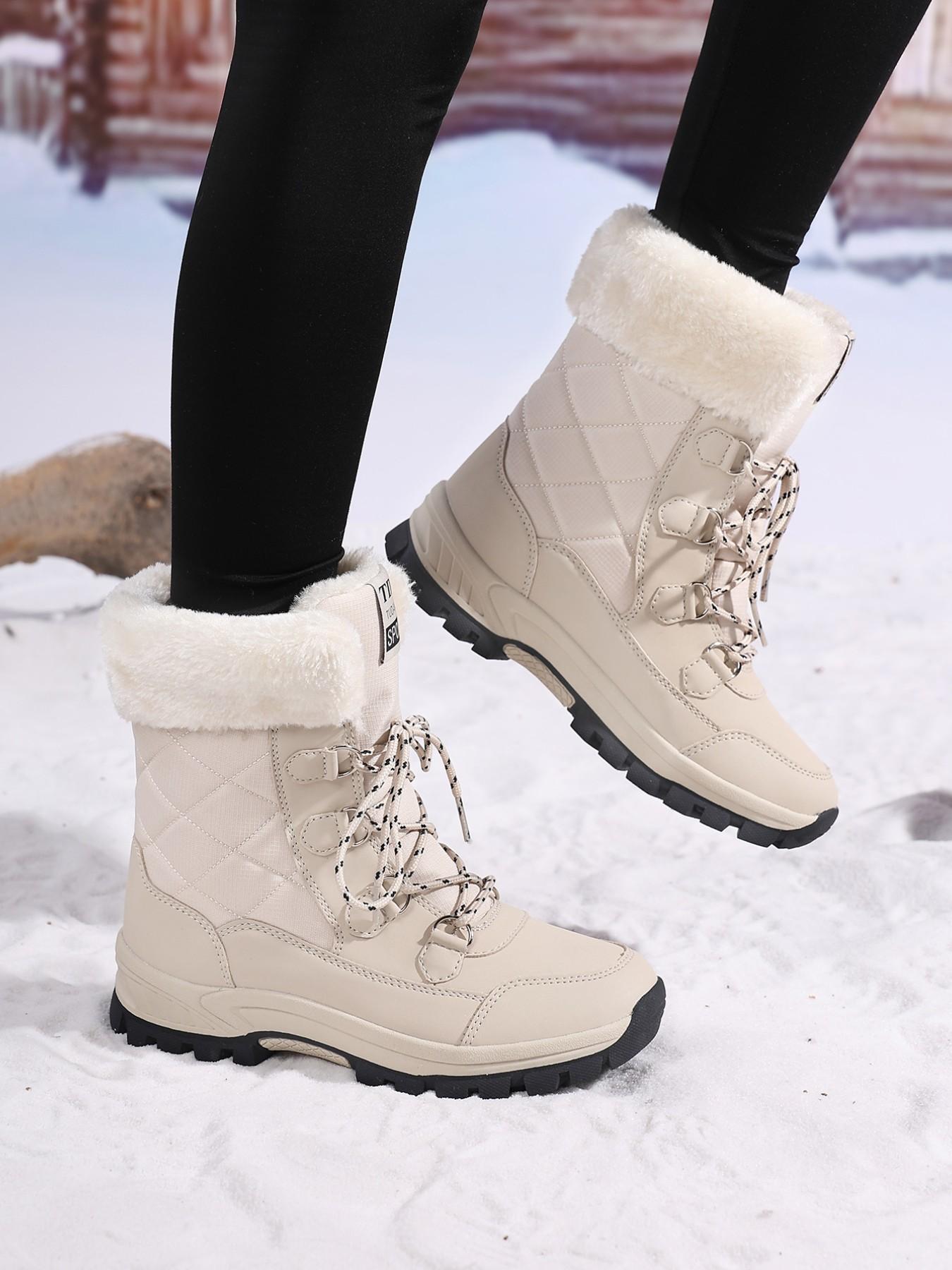 Women's High-Quality Winter Snow Boots - Waterproof Warm Furry Mid-Calf Hiking Boots Outdoor Boots Fluffy Snow Boots