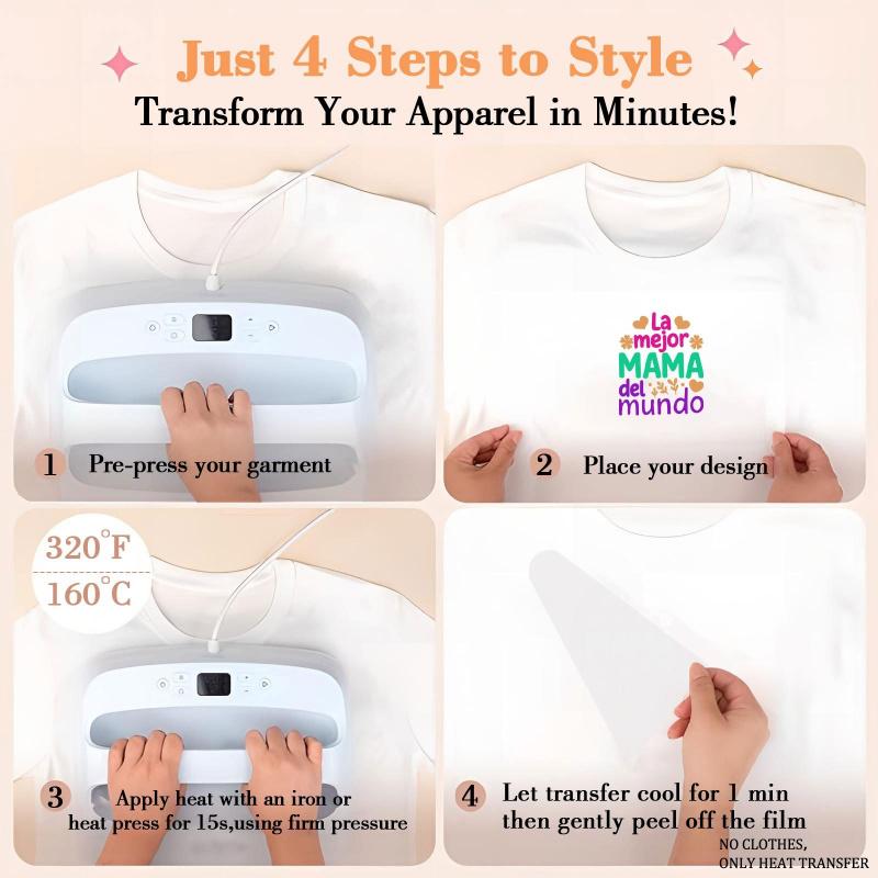 Mother's Day 6 Sheets Gold Foil DTF Transfer Decal for Tshirt Hoodie Jeans Backpack Pillow Machine Washable Reusable DIY Heat Transfer Vinyl for Adults