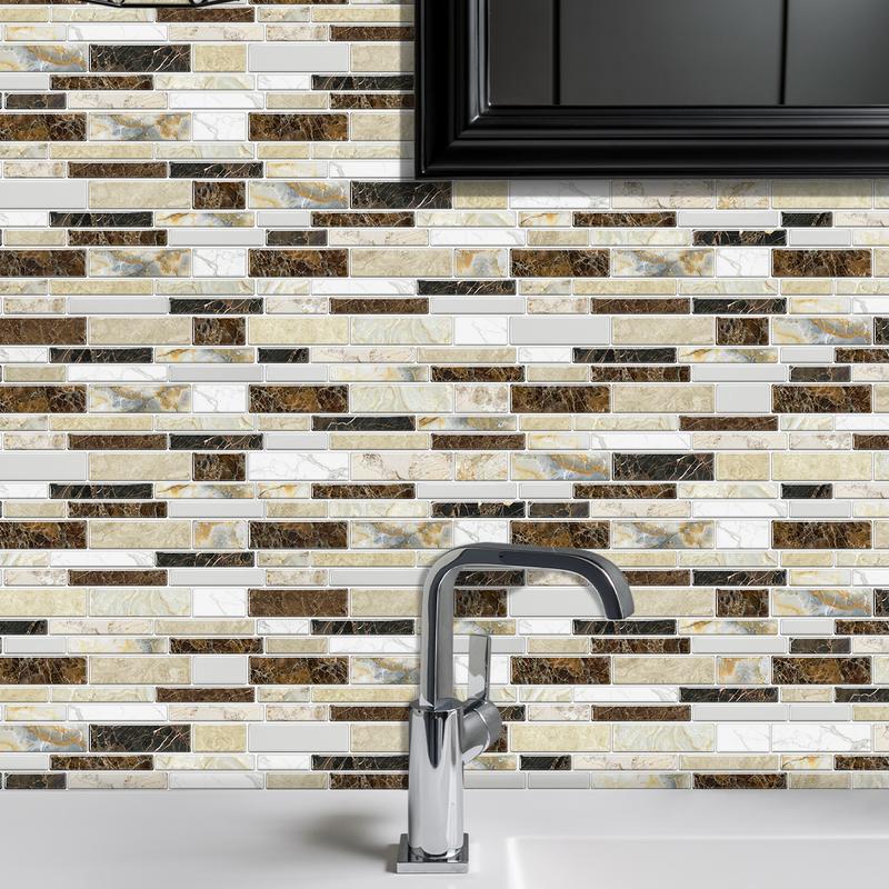 FLOLEOPA 48-Piece Peel-and-Stick Wall Decals Kitchen & Bathroom Splashback Protection Waterproof, Oil-Resistant, Heat-Resistant Ideal for Dining Rooms, Schools, and Office Wall Decor Marble Pattern Stickers, Tile Decals, Wall Panels