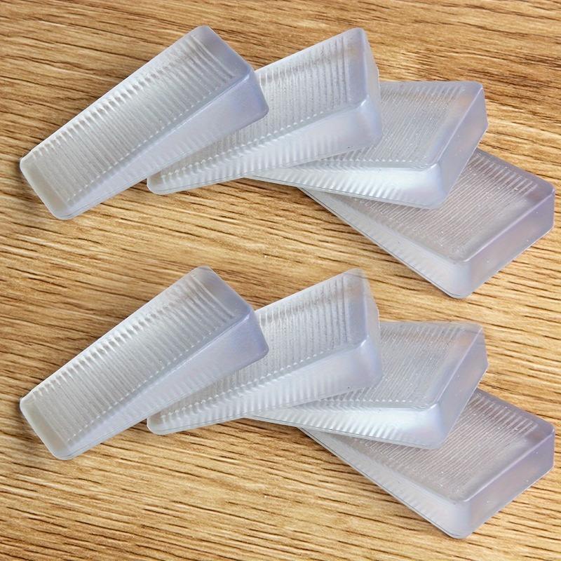 4pcs Transparent Plastic Wedge Shims, Multi-Effect Rubber Texture, for Furniture Leveling, Uneven Door & Floor Adjustment, Cuttable Hard Table Pads, Stackable Door Stoppers