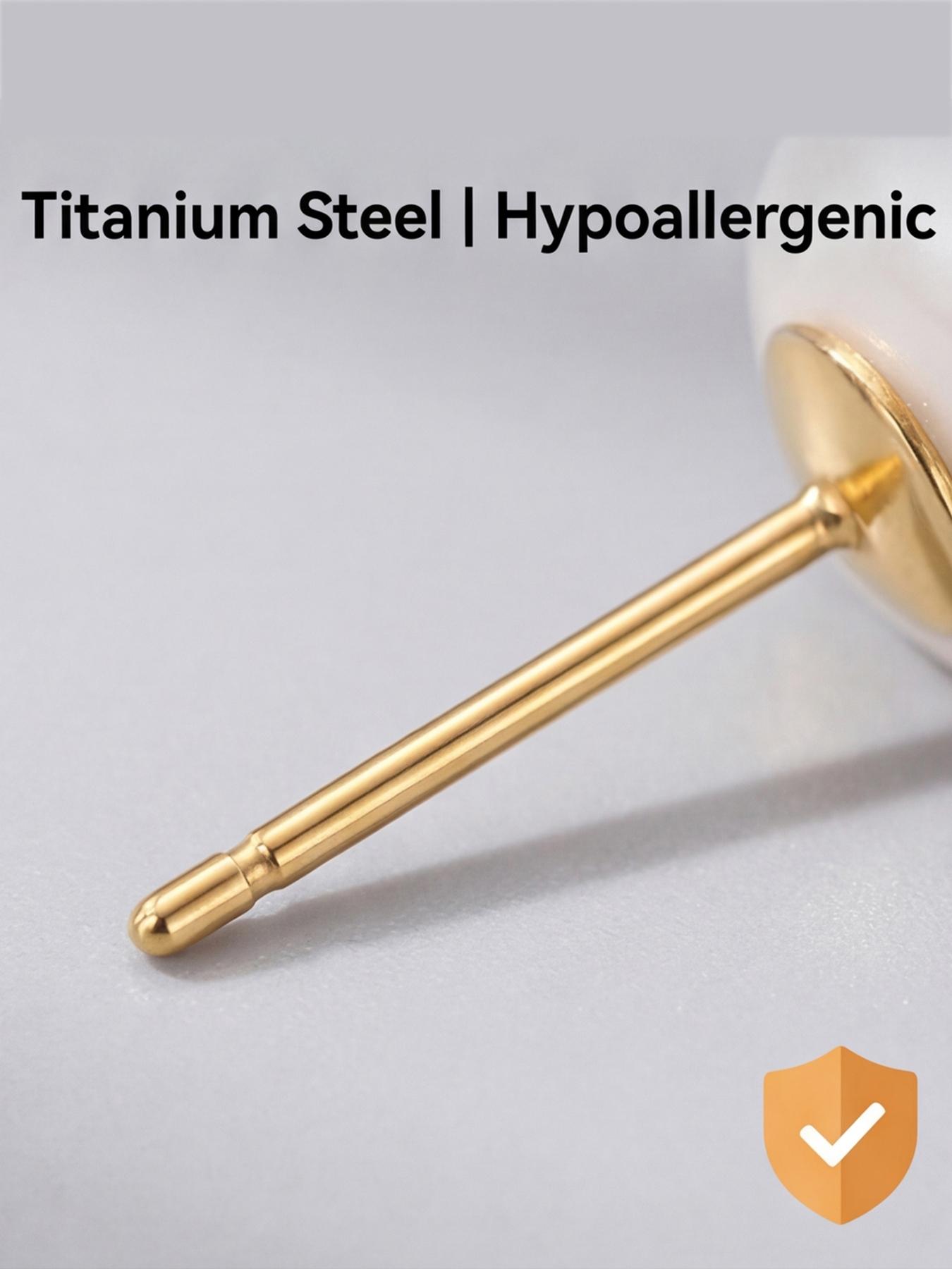 Women's Hypoallergenic Titanium Steel Square Stud Earrings, Dainty Gold Plated Cushion Red Gemstone Earrings Minimalist Fashion Jewelry for Everyday Wear Gift