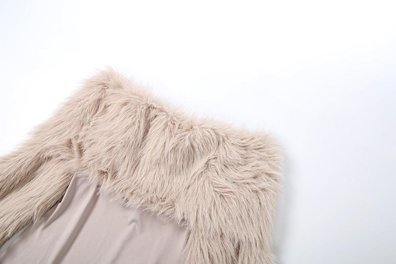 DOUCIU Autumn/Winter Tight-fitting Sexy Hot Trendy Cool Simple Casual Theme Party Women's Thin Solid Color Fur Collar Patchwork Long Sleeve Jumpsuit