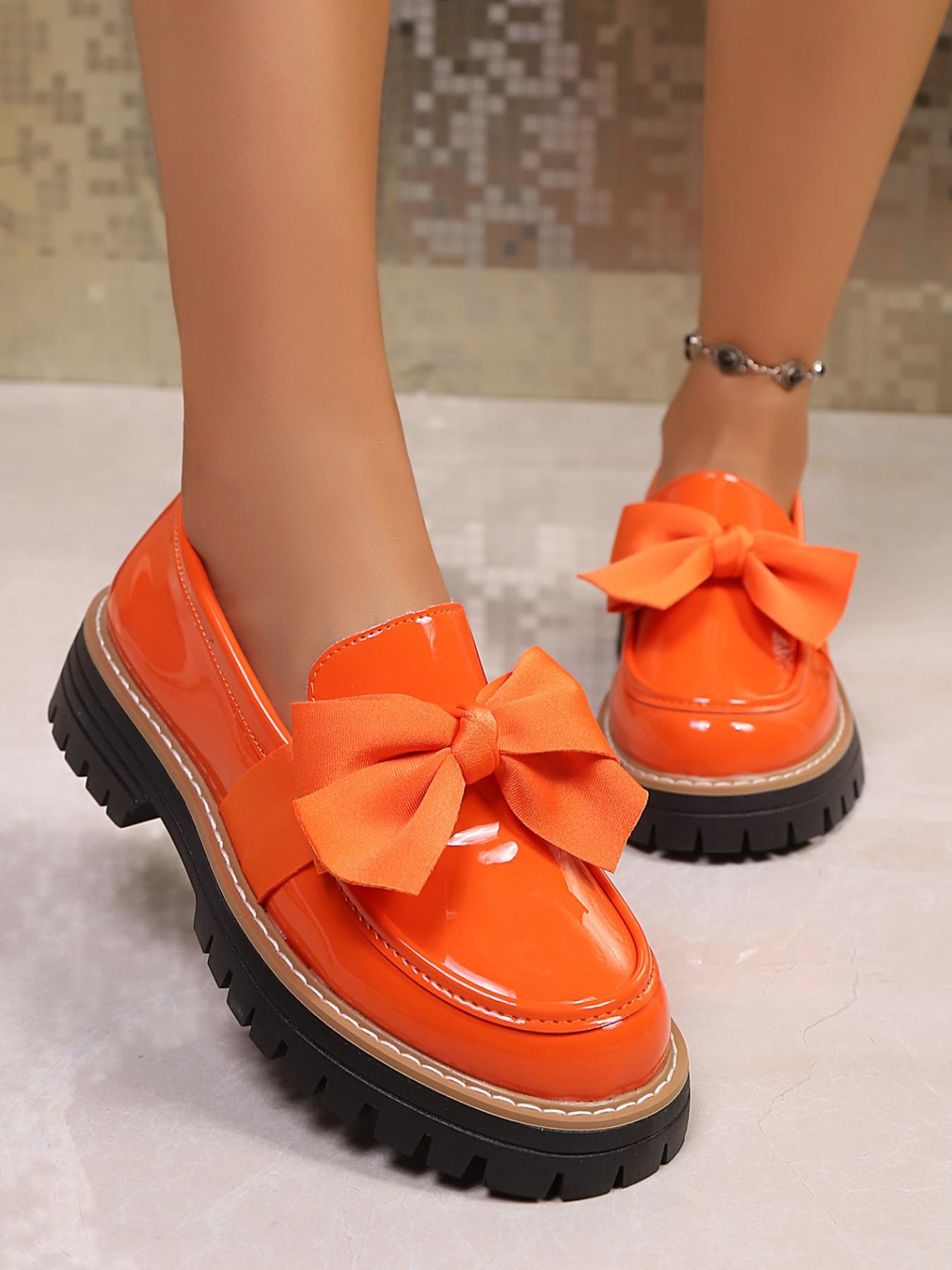 Women's New Fashion Low Heel Flat Shoes, Mary Jane Bow Leatherette Pumps, Comfortable Lightweight Mid-Heel Walking Shoes, Valentine's Gift