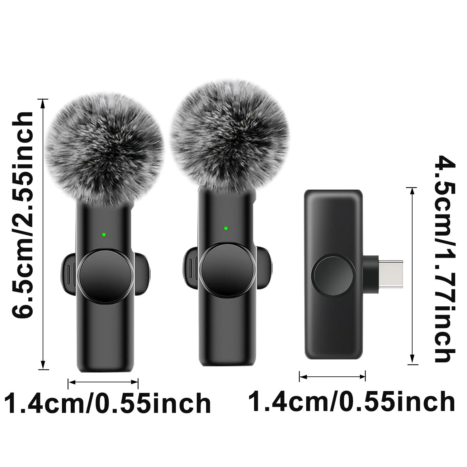 Wireless Mini Microphone for iPhone and Typec Interface, Bluetooth-compatible Lavalier Lapel Mic for Video Recording and Podcast, Plug and Play 2.4g Ultra-Low Delay for Interviews and Vlogs