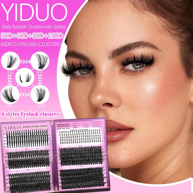 16 Styles Lash Clusters Kit, Diy Eyelash Extensions, Volume Individual Lashes, Mega/ultra/Dramatic/Volume/Spikes/Bottom Lashes WaterProof Lash for Beginners & Pros, Soft Comfortable Easy Apply Natural Look for Daily Makeup