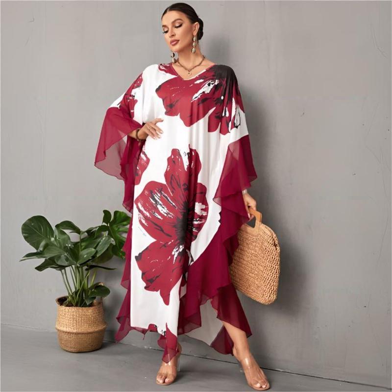 Bsubseach Women Ethnic Print Kaftan  Dress Plus Size Swimsuit Cover Up,Mrs. Roper Kaftan ，Swimsuit，bubu，mumu，Casual Womenswear