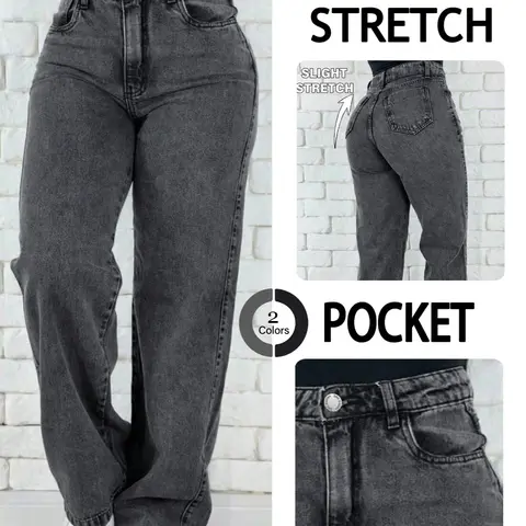 Women's High Waist Wide-Leg Denim Jeans Pants, European Style Straight Leg Jeans, Streetwear, Butt Lifting, Soft Fabric, All Seasons