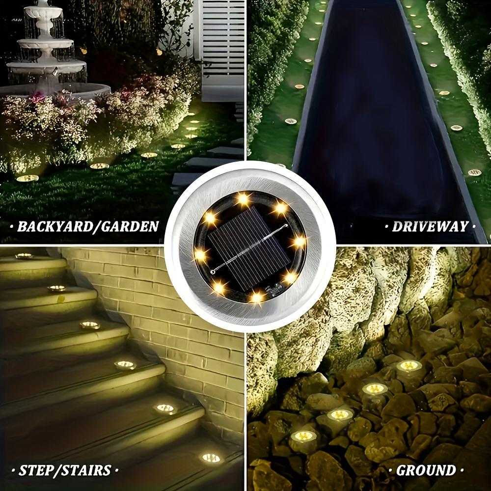 4/8/12-pack Solar 8LED Ground Lights - Solar outdoor step lights, IP65 path lights, garden lights, Outdoor Waterproof Lights, for steps, paths, lawns, and landscape lighting outdoors - Warm white/cool white options available