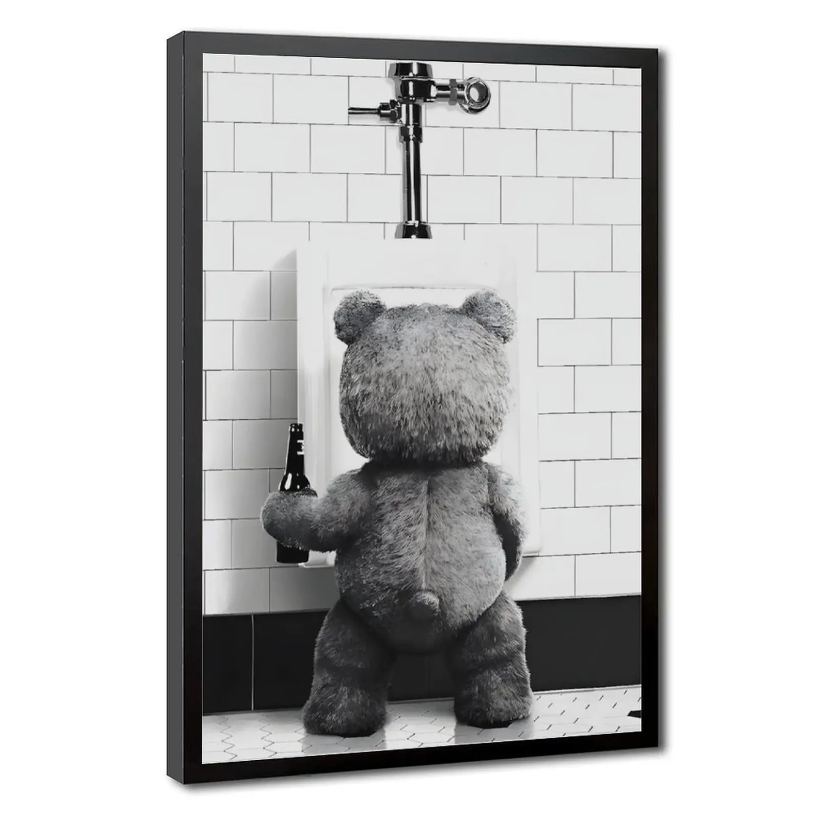 Ted Teddy Bear Humor Beer-Themed Eco-Friendly Silk Fabric Poster Print, Artistic Print Design Decoration with Sun Protection for Kid Room Balcony, Home Decor Supplies