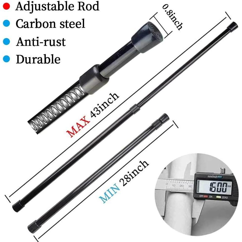 2-Count Carbon Steel Spring Tension Curtain Rod, 28-43 In Adjustable Modern Rod for Kitchen/Bath Windows, Expandable