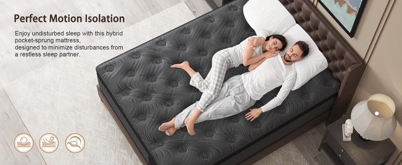 Duchessz 10"12"14" Twin Full Queen King Size Mattress in a Box Hybrid Spring Memory Foam, Medium Firm Ergonomic Mattress