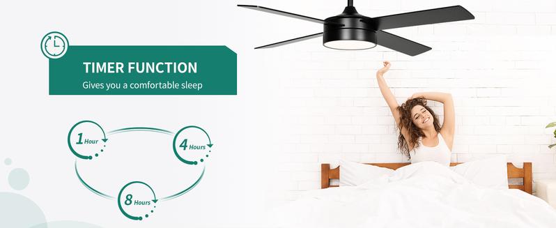 Yitahome 48 Inch Black Ceiling Fan with Lights and Remote,4 Blades, App Control, Modern Smart Ceiling Fan Compatible with Alexa for Indoor, Reversible Quiet Motor, Memory Function