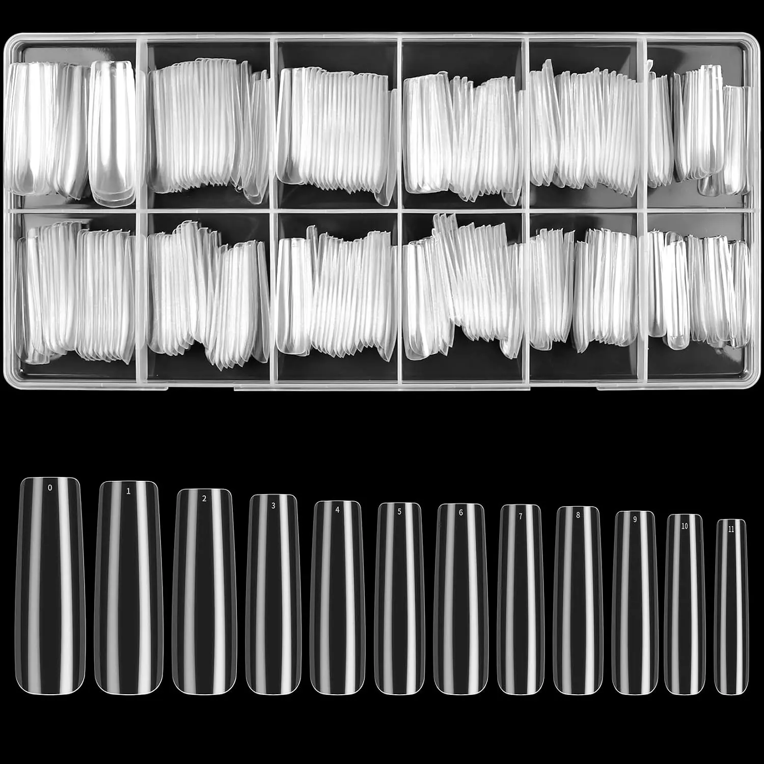 240 count Clear Full Cover  Tips for  Nails Professional, Coffin  False Ballerina    Tips Extension for Salon Manicure  DIY