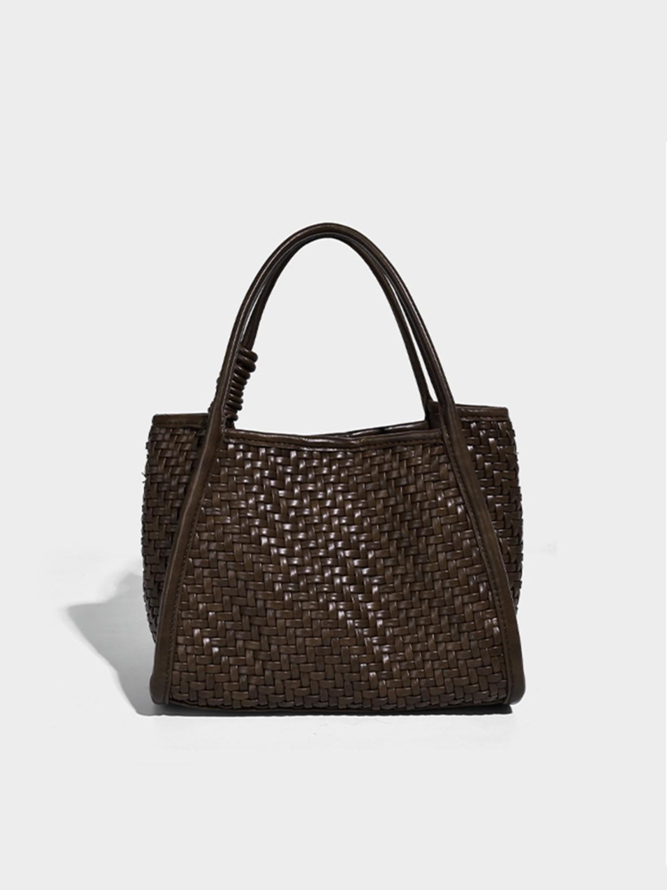 New Handwoven Crossbody Shoulder Clutch, Casual Soft Leather Bao Single Shoulder Bag, Fashionable Large Capacity Basket Bag, Simple High-End Lazy Style