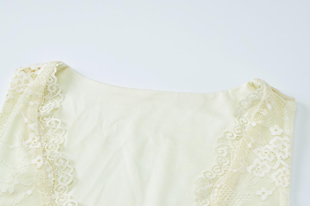 Lace Splicing Split Sleeveless Bodycon Tank Dress V Neck Solid Color Party Club Holiday Package Hip Mini Short Dresses For Women Womenswear