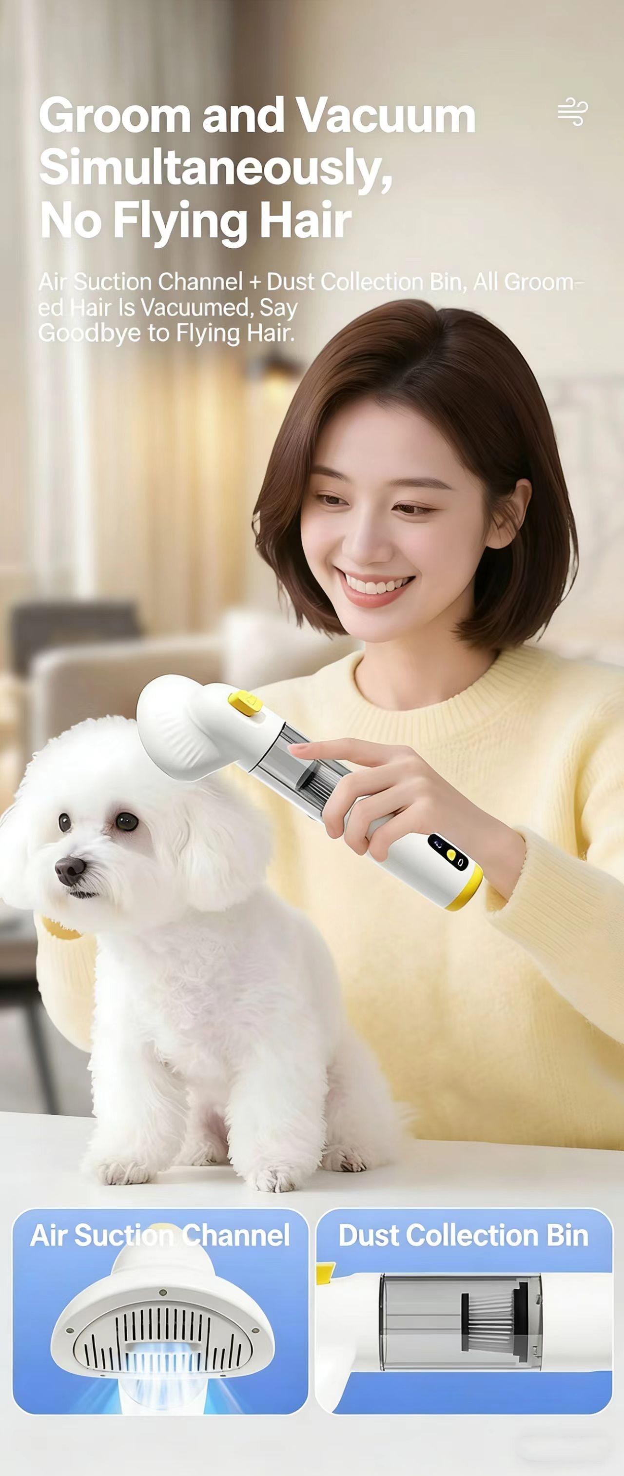 All-in-One Pet Grooming, Vacuuming, and Blowing Machine; Cat Hair Cleaner and Adsorber; Fully Automatic Vacuum Cleaner; Carpet and Bedding Hair Remover; Powerful Suction; Wireless Charging; Multi-Functional