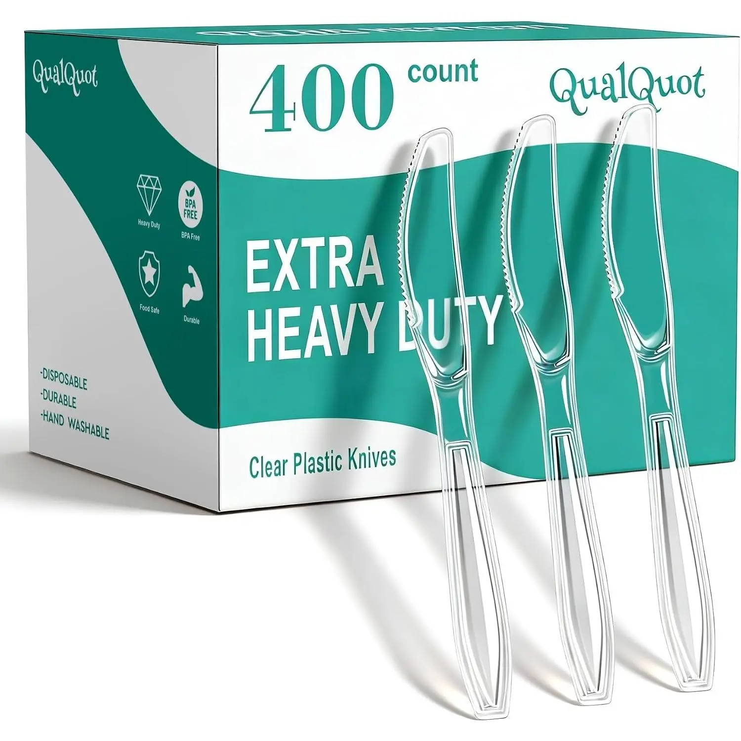 400 Count Extra Heavy Duty Clear Plastic Knives for Party, Picnic, Restaurant & Daily Use