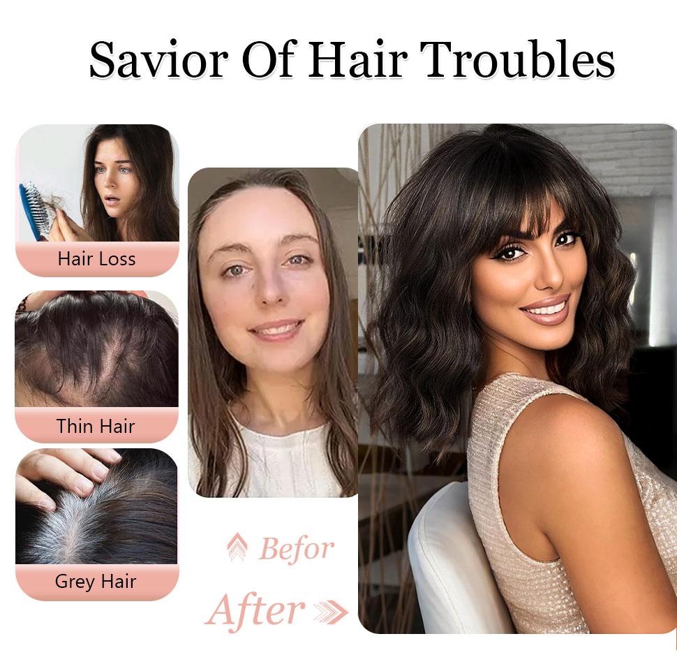 ONLYCUTE Curly Wave Hair Toppers for Women Synthetic 18 inch Hair Topper with Bangs Natural Breathable Invisible Hair Piece for Daily Party Use