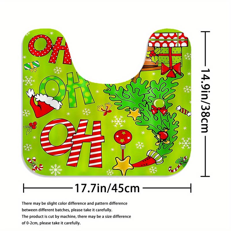 4pcs Green Christmas tTree Shower Curtain Set, Bathroom Partition Curtain, Modern Home Curtain Decoration Housewarming Gift, Bathroom Decoration Accessories, Shower Curtain and Toilet Mat Three-Piece Set with 12 Shower Curtain Hooks