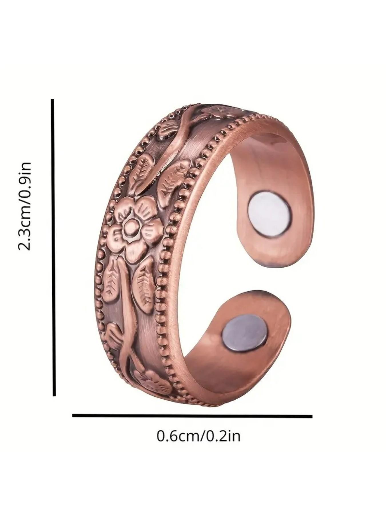 Trendy Luxury Copper Plum Four Magnet Therapy Ring, Couple's Fashion Jewelry, in Stock, Perfect Gift for Lovers