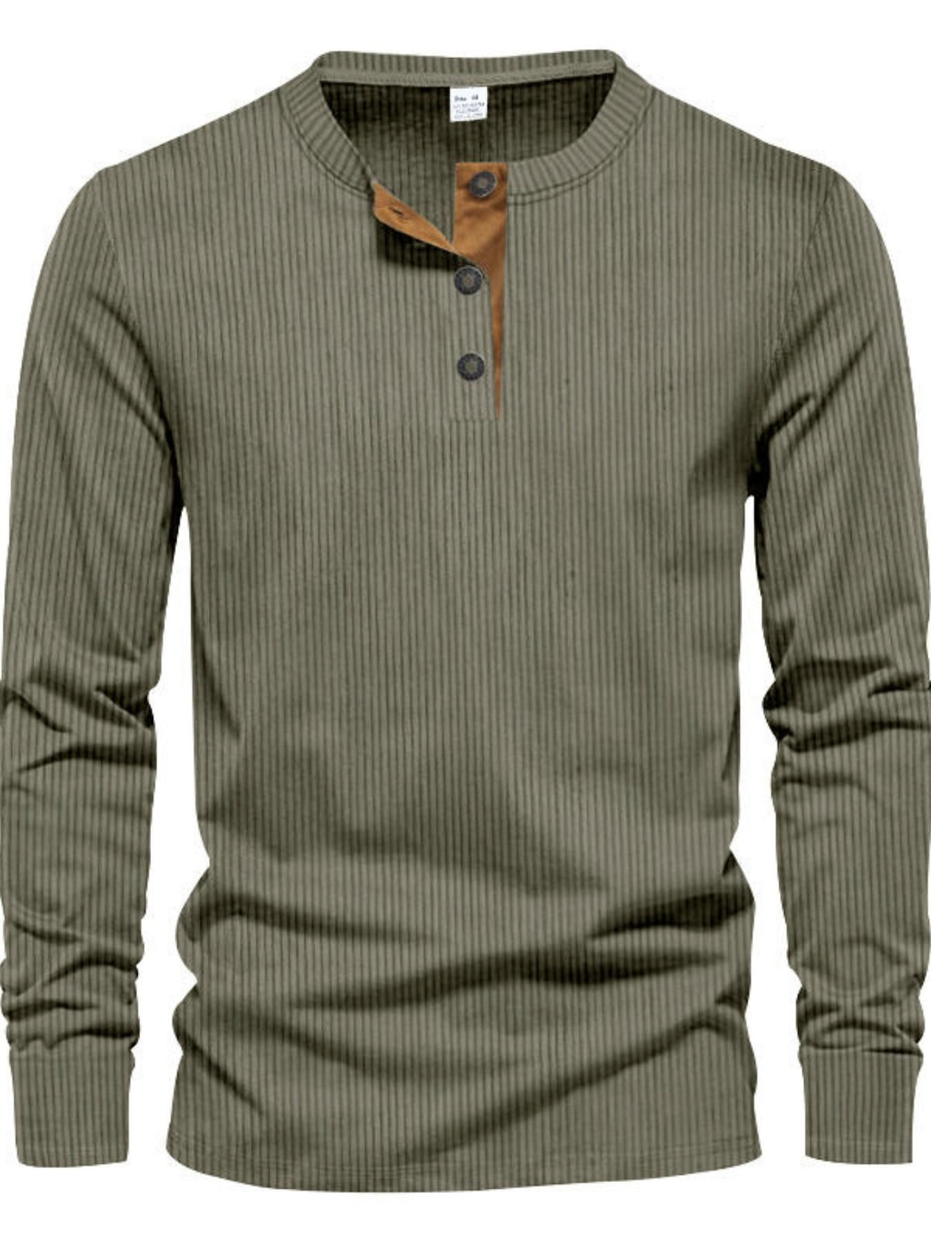 Men's Vertical Striped Textured Long Sleeves with A Contrasting Placket,solid Color Vertical Striped Texture,can Be Worn Alone and Layered,suitable for Casual Light Business and Other Scenarios, Classic, Menswear