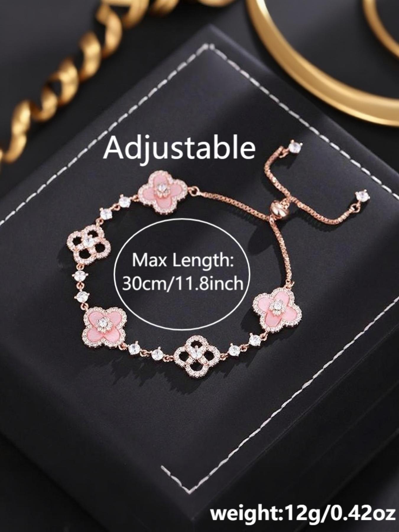 Women's Four-Leaf Clover Bracelet, Allergy-Free Alloy Waterproof Bracelet with Adjustable Fit, Multicolor Options