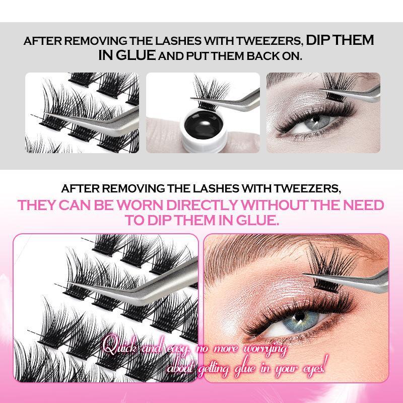 Thick&Curly Segmented Eyelashes,Nature Look Eyelashes 'Individual Eyelash Cluster